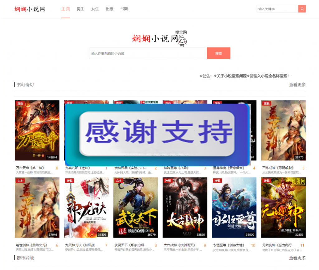 PHP娴娴小说网站源码 PC+WAP自适应插图