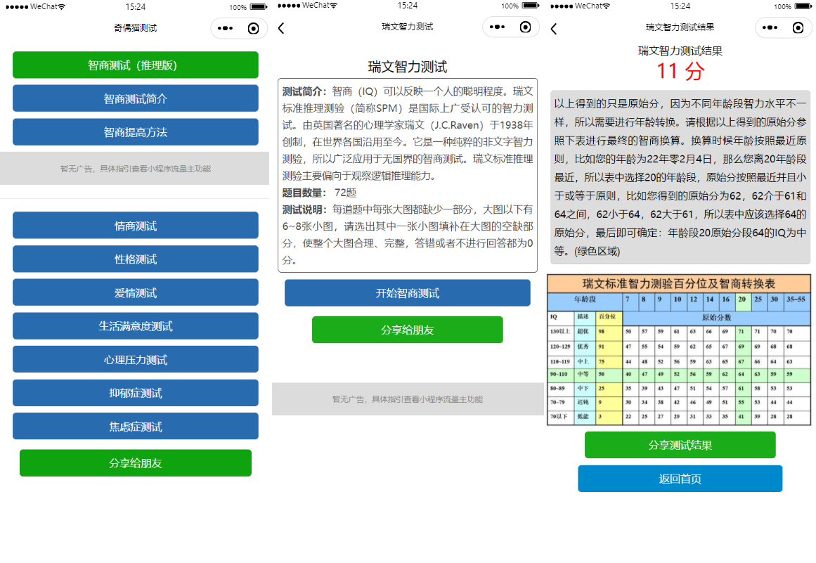 智力测试情商测试提升智力小程序源码