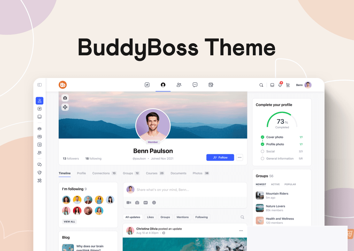 WordPress 定制主题BuddyBoss v2.4.3：共性化水平到达新高