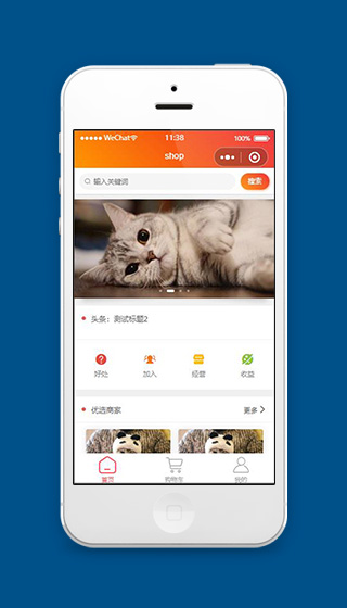 橙色购物商城首页小程序源代码下载
