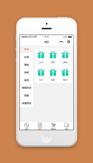 服装商城小程序服装类目页面模板下载