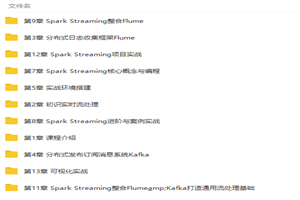 基于Flume+Kafka+Spark Streaming打造企业大数据流处理平台视频教程