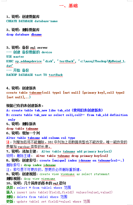 经典SQLSERVER语句从基础到提高