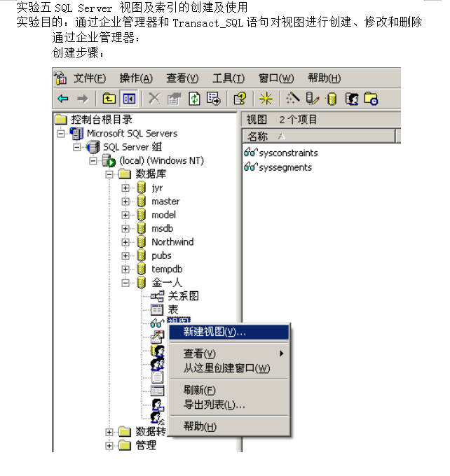 SQL Server 视图及索引的创建及使用