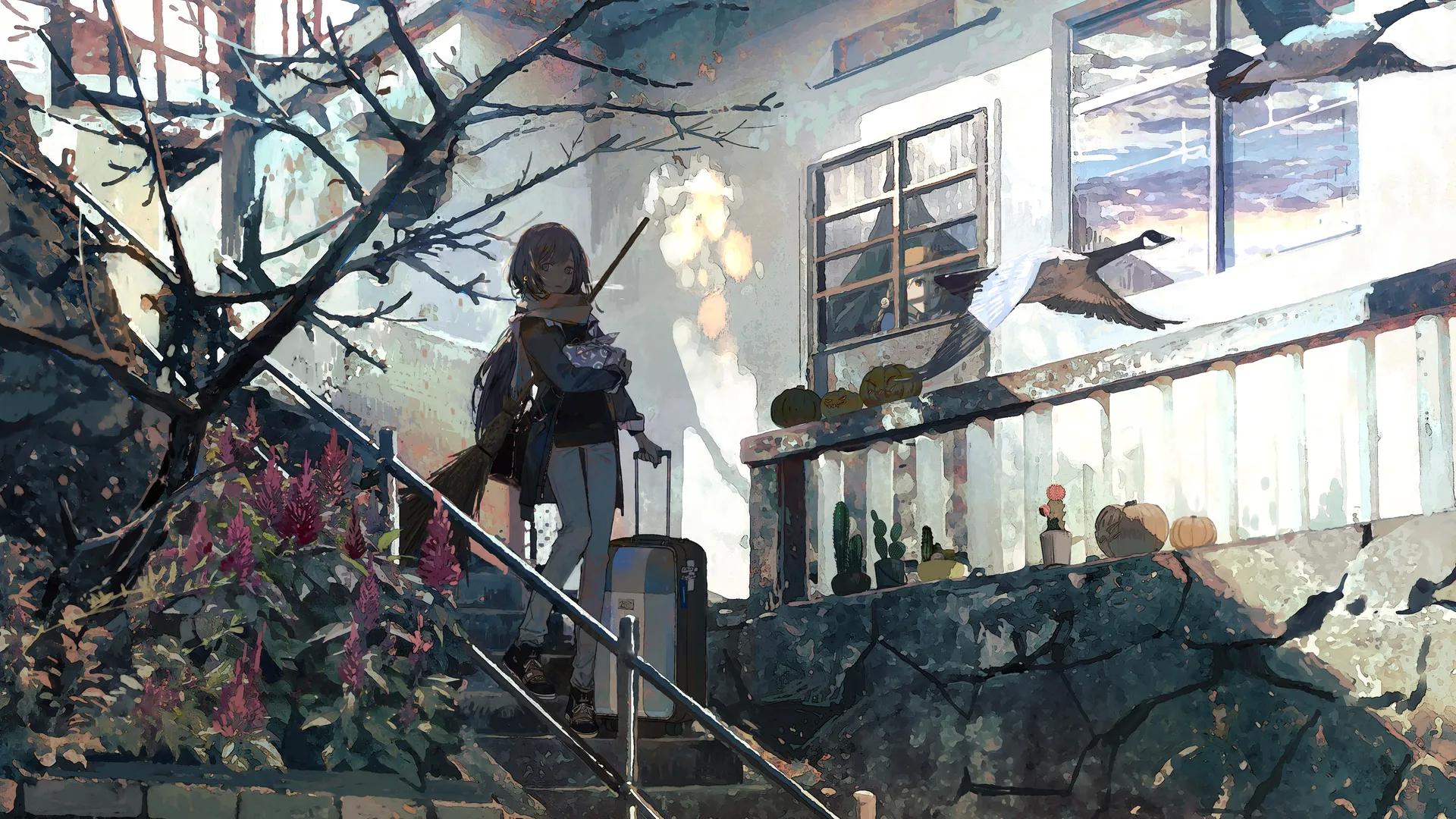 原创 人物 库卡 动漫 女孩 插图 万圣节 4K壁纸