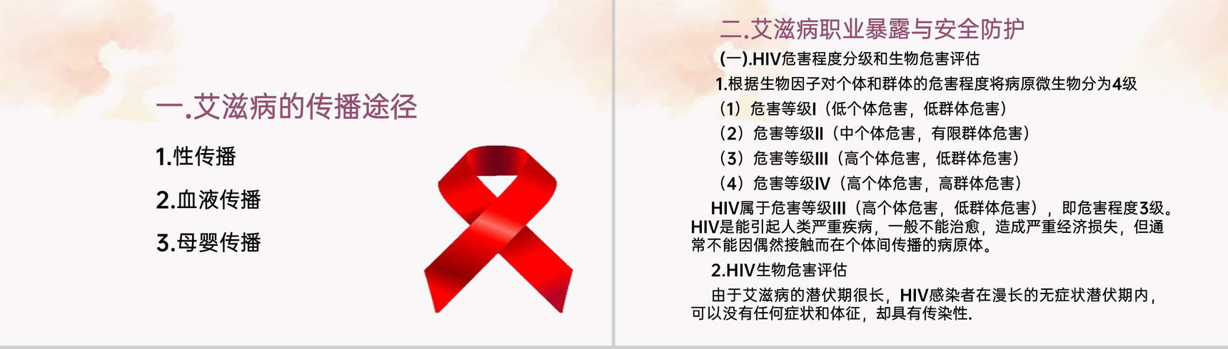 红色简约风艾滋病护理与职业暴露预防科普PPT课件