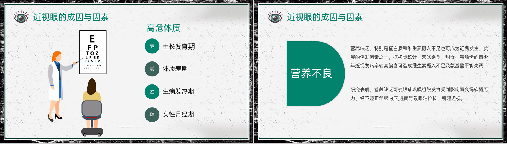 灰色简约世界视力日宣传近视眼的成因与因素主题汇报PPT模板