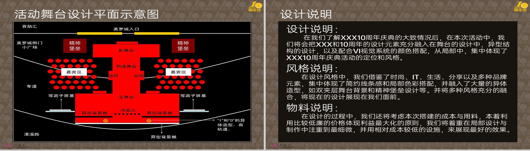 棕色简约风企业创立十周年庆典活动流程策划方案PPT模板