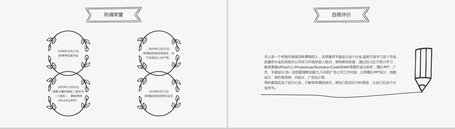 清新手绘创意个人竞聘简历自我介绍PPT模板