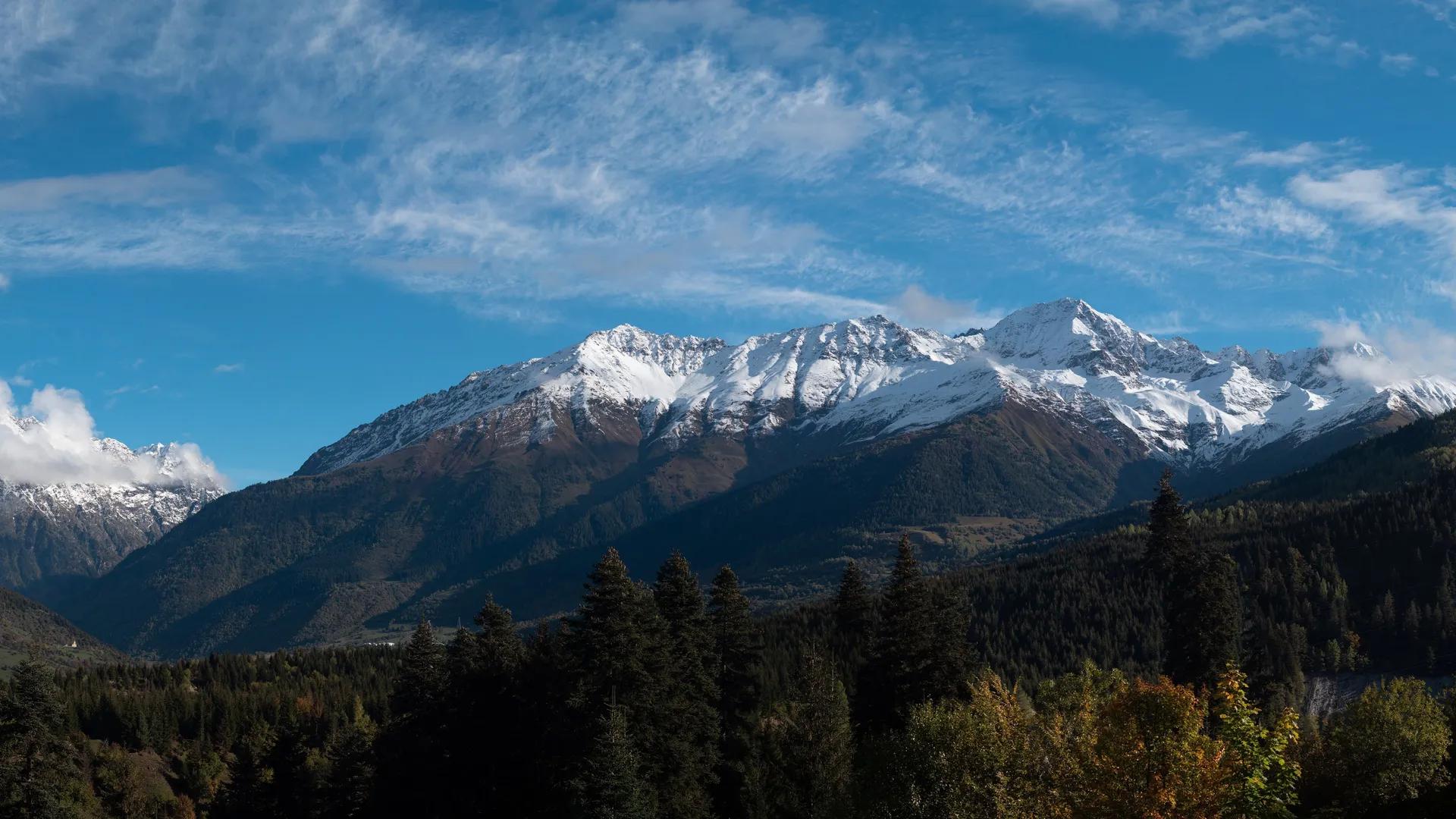 自然 风景 山脉 雪峰 云 天空 雪 树