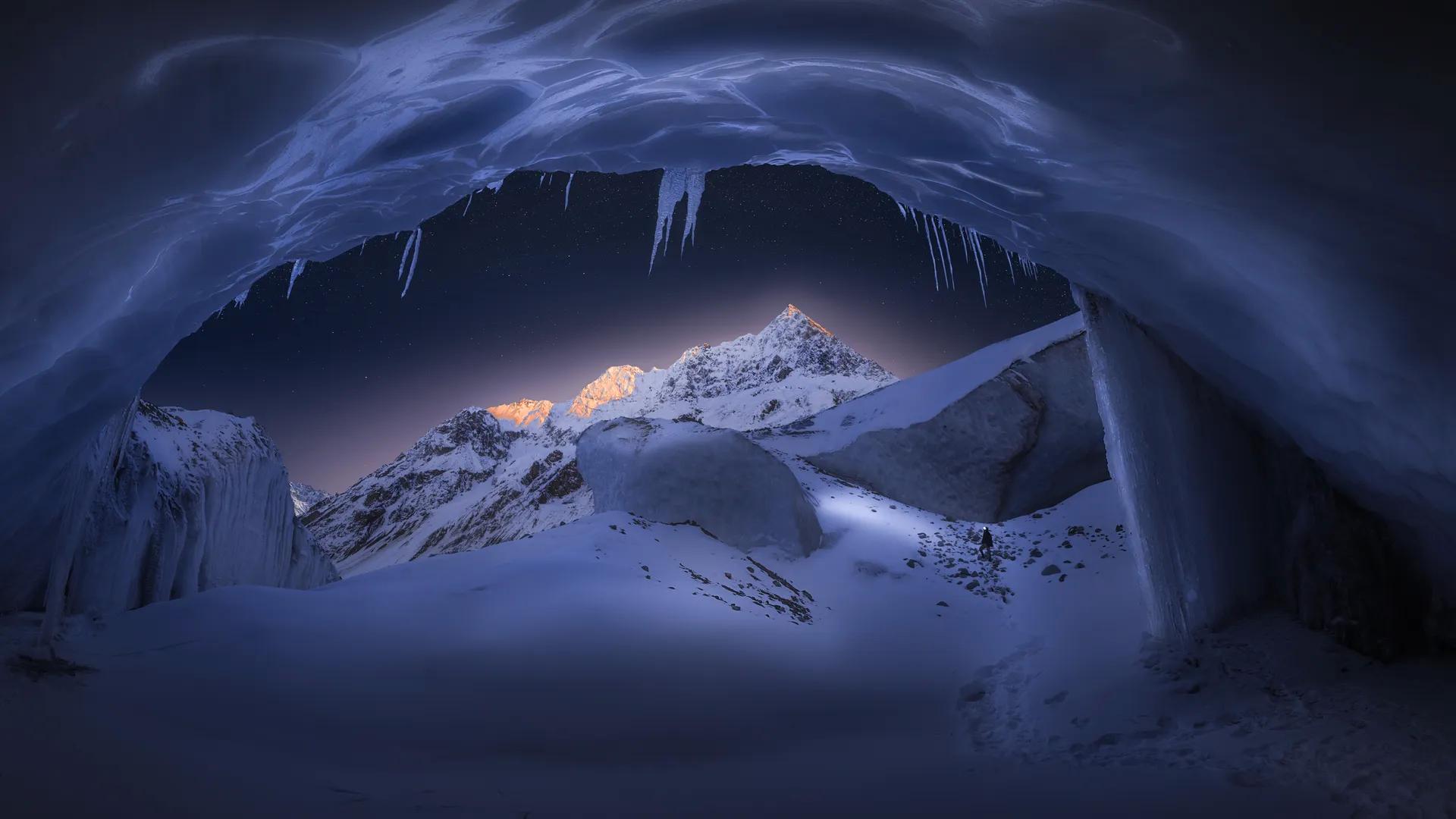 雪峰 西藏 风景 山脉 山口 自然 洞穴 雪 冰 冰柱